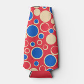 Rode en blauwe Stippen op rood Flesjeskoeler (Voorkant)