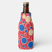 Rode en blauwe Stippen op rood Flesjeskoeler (Fles Voorkant)