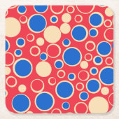 Rode en blauwe Stippen op rood Kartonnen Onderzetters (Voorkant)