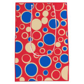 Rode en blauwe Stippen op rood Medium Cadeauzakje (Achterkant)