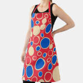 Rode en blauwe Stippen op rood Schort (Insitu)