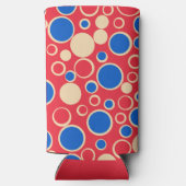 Rode en blauwe Stippen op rood Seltzer Blikjeskoeler (Achterkant)