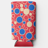 Rode en blauwe Stippen op rood Seltzer Blikjeskoeler (Voorkant)