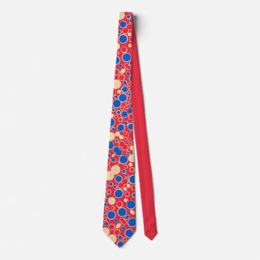 Rode en blauwe Stippen op rood Stropdas (Voorkant)