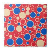 Rode en blauwe Stippen op rood Tegeltje (Voorkant)