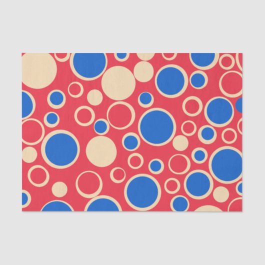 Rode en blauwe Stippen op rood Tissuepapier (Voorkant)