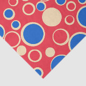 Rode en blauwe Stippen op rood Tissuepapier (Detail)