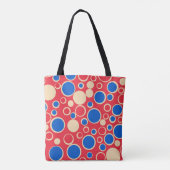 Rode en blauwe Stippen op rood Tote Bag (Achterkant)