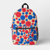 Rode en blauwe Stippen op Tan Bedrukte Rugzak (Voorkant)