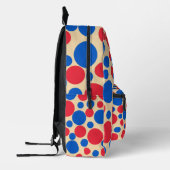 Rode en blauwe Stippen op Tan Bedrukte Rugzak (Links)
