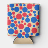 Rode en blauwe Stippen op Tan Blikjeskoeler (Voorkant)