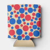 Rode en blauwe Stippen op Tan Blikjeskoeler (Achterkant)