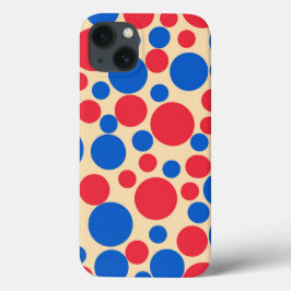 Rode en blauwe Stippen op Tan Case-Mate iPhone Case