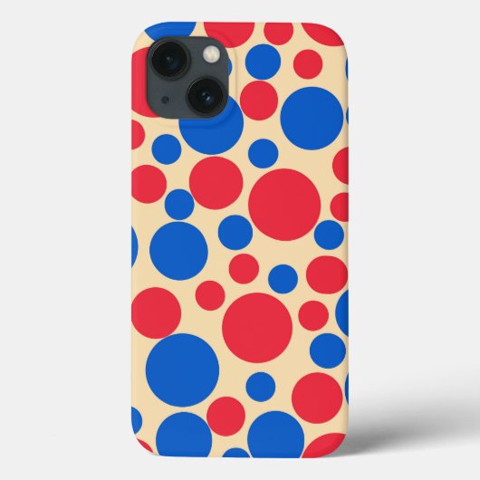 Rode en blauwe Stippen op Tan Case-Mate iPhone Case (Achterkant)