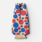 Rode en blauwe Stippen op Tan Flesjeskoeler (Achterkant)