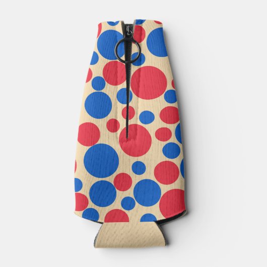 Rode en blauwe Stippen op Tan Flesjeskoeler (Achterkant)