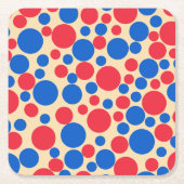 Rode en blauwe Stippen op Tan Kartonnen Onderzetters (Voorkant)