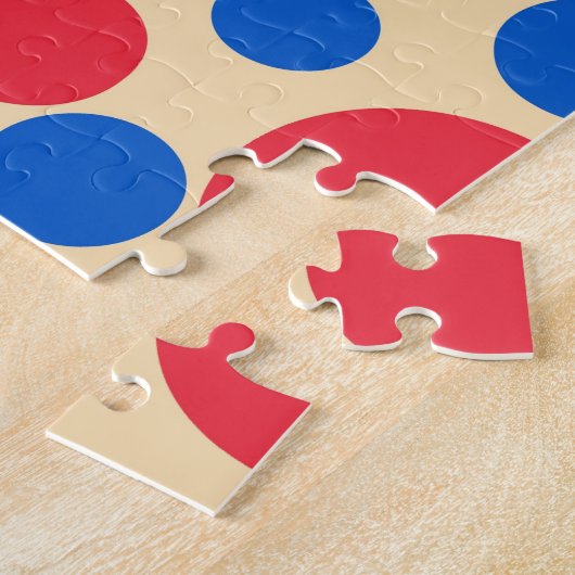 Rode en blauwe Stippen op Tan Legpuzzel (Zijkant)