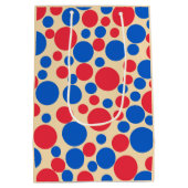 Rode en blauwe Stippen op Tan Medium Cadeauzakje (Achterkant)