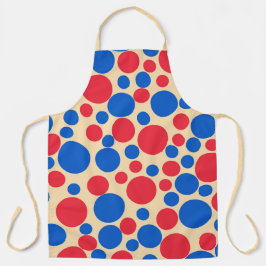 Rode en blauwe Stippen op Tan Schort