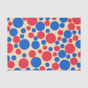 Rode en blauwe Stippen op Tan Tissuepapier