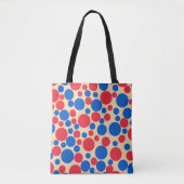 Rode en blauwe Stippen op Tan Tote Bag (Voorkant)