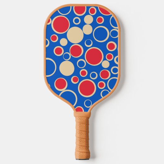 Rode en blauwe Stippen Pickleball Paddle (Voorkant)