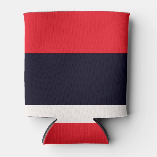 Rode en blauwe strepen blikjeskoeler (Voorkant)