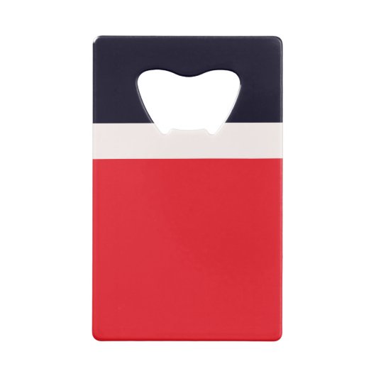 Rode en blauwe strepen creditkaart flessenopener (Achterkant)