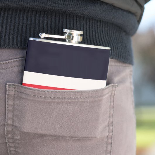 Rode en blauwe strepen heupfles (Voorbeeld)