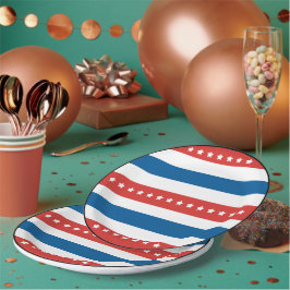 Rode en blauwe strepen met witte sterren papieren bordje