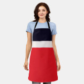 Rode en blauwe strepen schort (Gedragen)