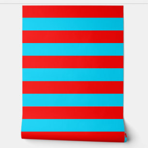 Rode en blauwe strepen wanddecoratie behang