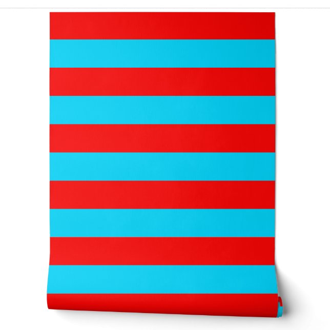 Rode en blauwe strepen wanddecoratie behang (Afrollen)