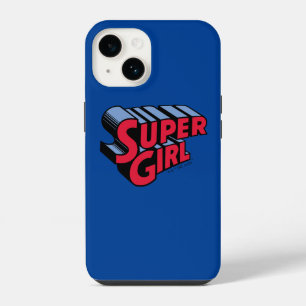 Rode en Blauwe Supergirl Gestapelde Naam Logo iPhone 14 Hoesje