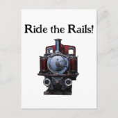 rode en blauwe trein locomotief tekening briefkaart (Voorkant)