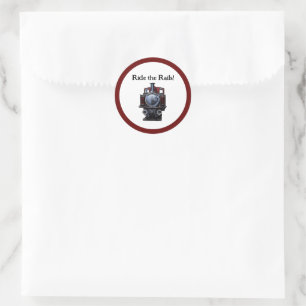 rode en blauwe trein locomotief tekening ronde sticker