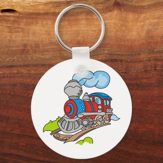 Rode en blauwe trein sleutelhanger (Voorkant)