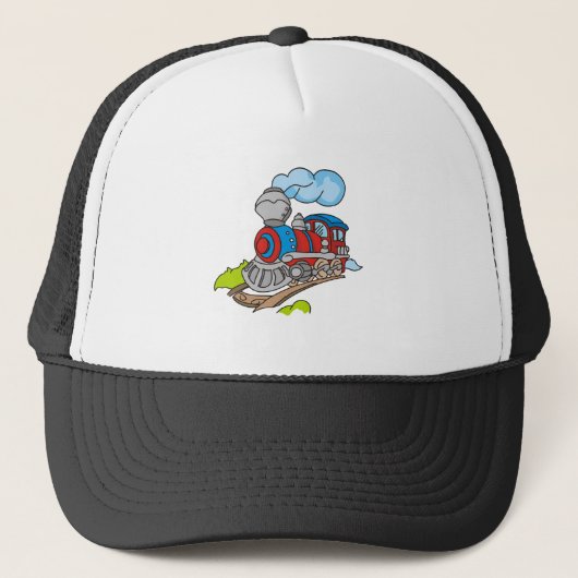 Rode en blauwe trein trucker pet (Voorkant)