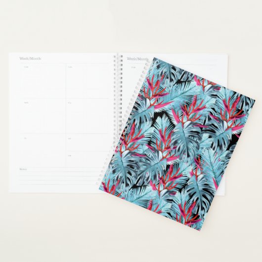 Rode en blauwe tropische planten planner (Display)