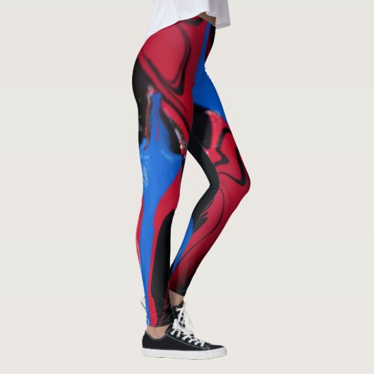 Rode en blauwe verfkleuren leggings (Rechts)