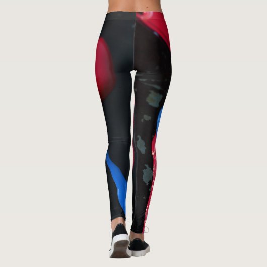 Rode en blauwe verfkleuren leggings (Achterkant)