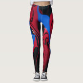 Rode en blauwe verfkleuren leggings (Voorkant)