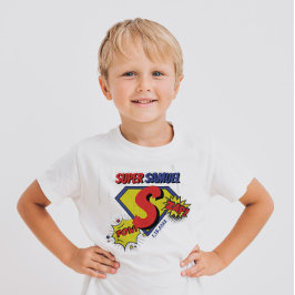 Rode en blauwe verjaardag Boy Super Hero verjaarda T-shirt