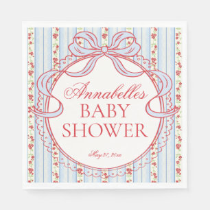Rode en Blauwe Vintage Fantasie Bloemige Baby Show Servet