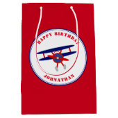 Rode en blauwe vliegtuigen Aangepaste geboortecycl Medium Cadeauzakje (Voorkant)