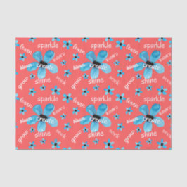 Rode en blauwe Waterverf bloemen met bevingen Tissuepapier