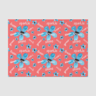 Rode en blauwe Waterverf bloemen met bevingen Tissuepapier