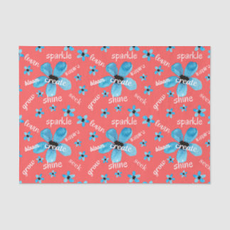 Rode en blauwe Waterverf bloemen met bevingen Tissuepapier