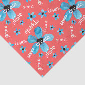 Rode en blauwe Waterverf bloemen met bevingen Tissuepapier (Detail)